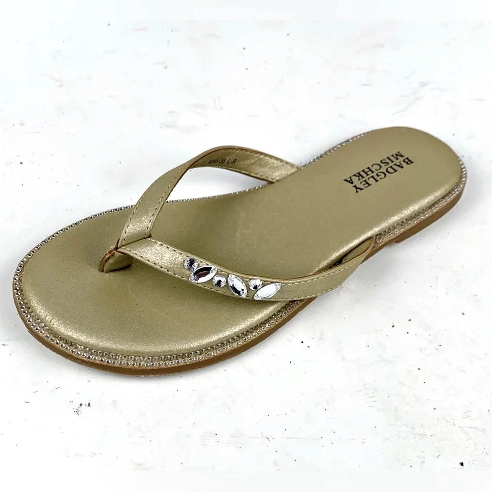 Badgley Mischka Girls Dress Flip Flops sisal